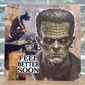 Handmade Frankenstein Get Well Greeting Card